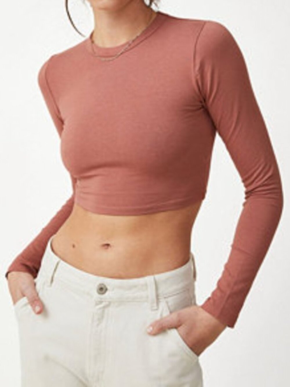 Meshki Brown/Pink Contour Crop Top